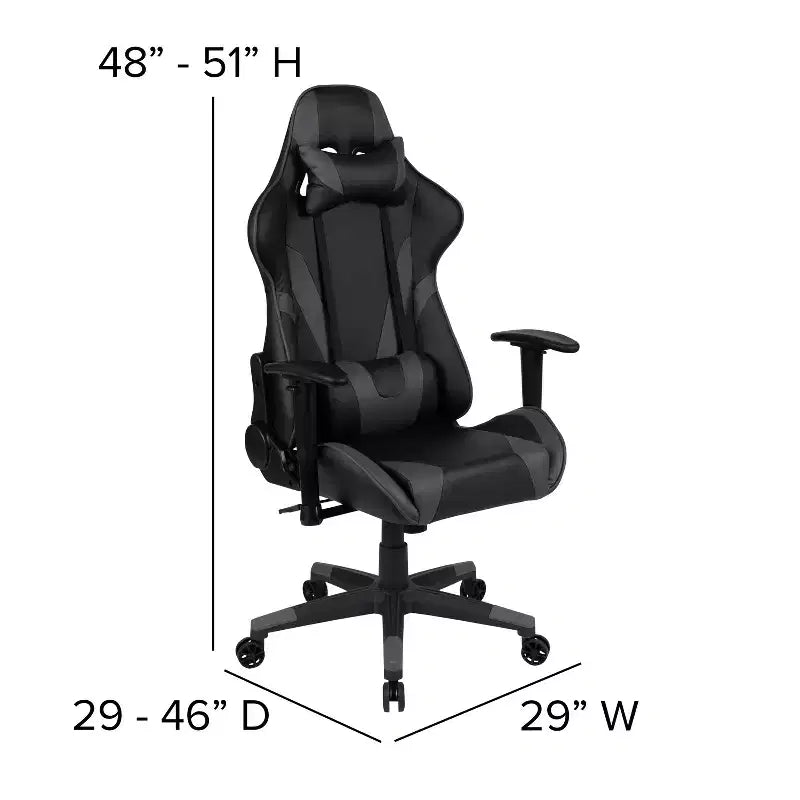 Silla de juego ergonómica Emma and Oliver Racing con respaldo reclinable en piel sintética roja