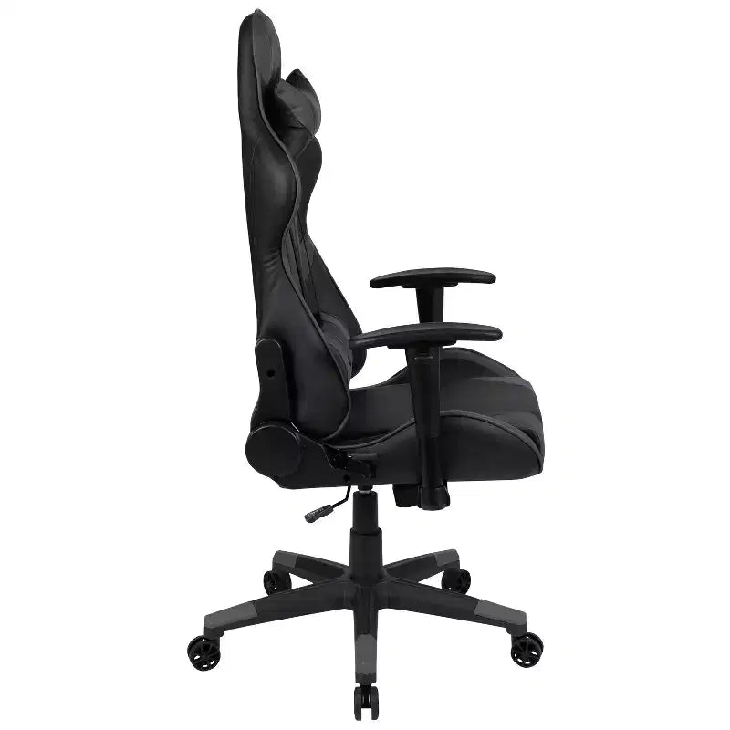 Silla de juego ergonómica Emma and Oliver Racing con respaldo reclinable en piel sintética roja