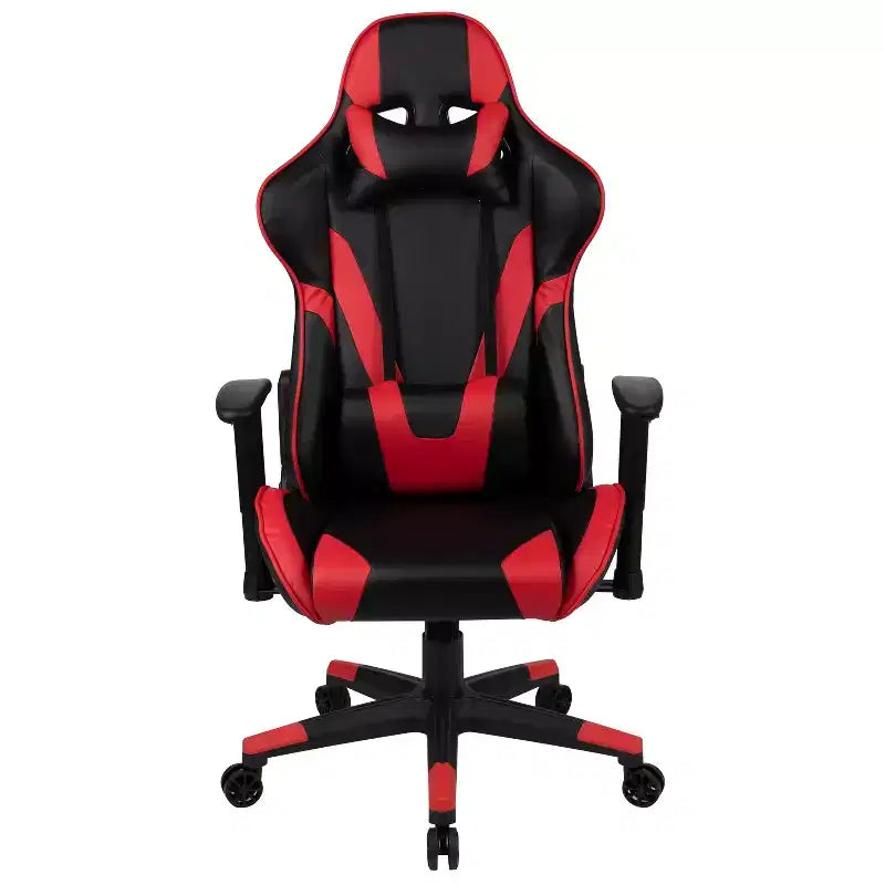 Silla de juego ergonómica Emma and Oliver Racing con respaldo reclinable en piel sintética roja