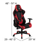 Silla de juego ergonómica Emma and Oliver Racing con respaldo reclinable en piel sintética roja
