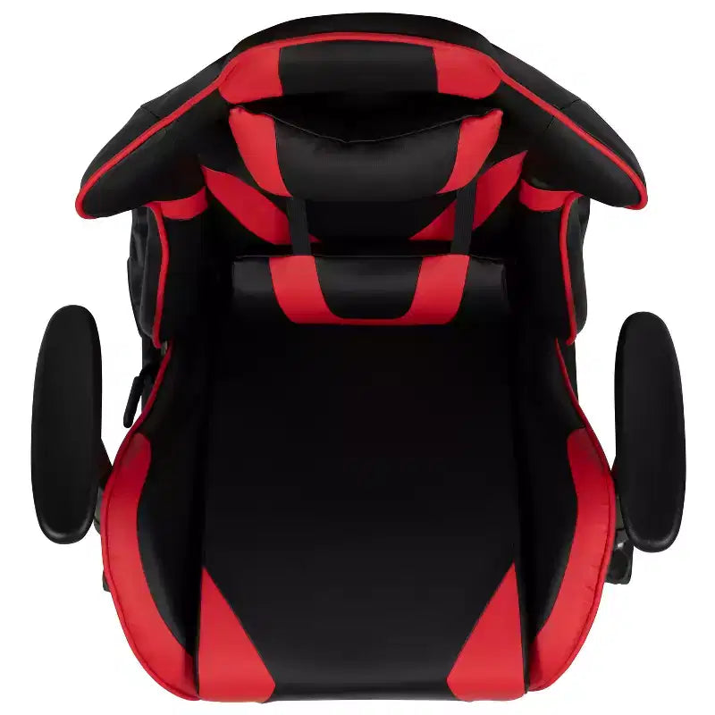 Silla de juego ergonómica Emma and Oliver Racing con respaldo reclinable en piel sintética roja
