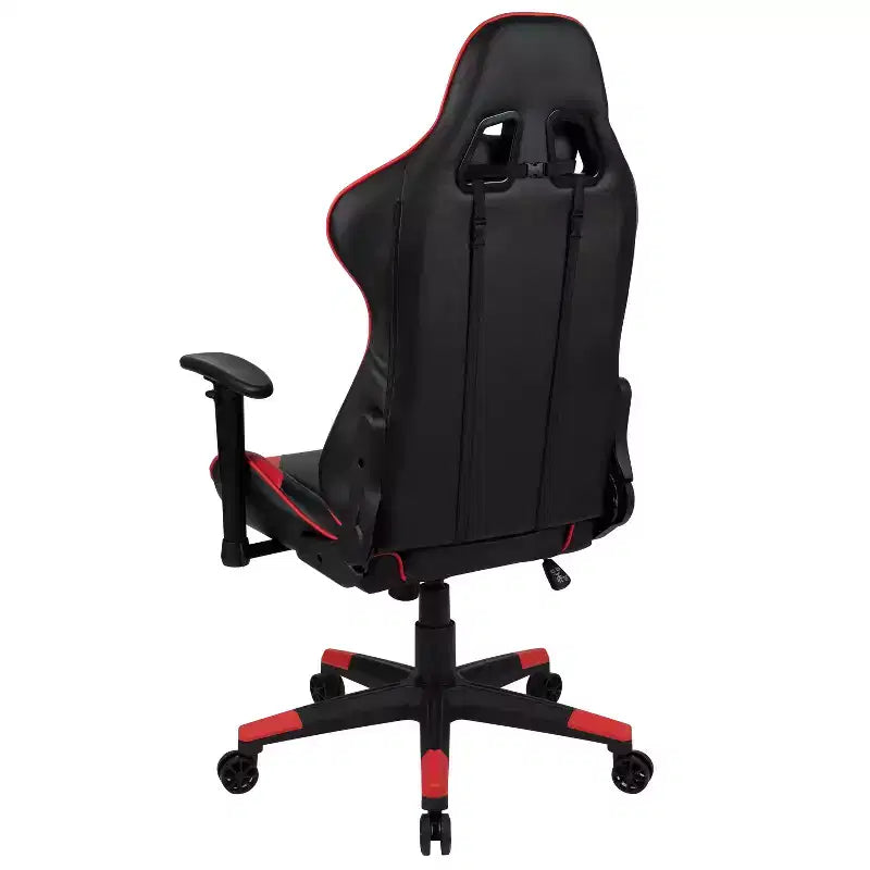 Silla de juego ergonómica Emma and Oliver Racing con respaldo reclinable en piel sintética roja