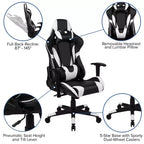 Silla de juego ergonómica Emma and Oliver Racing con respaldo reclinable en piel sintética roja