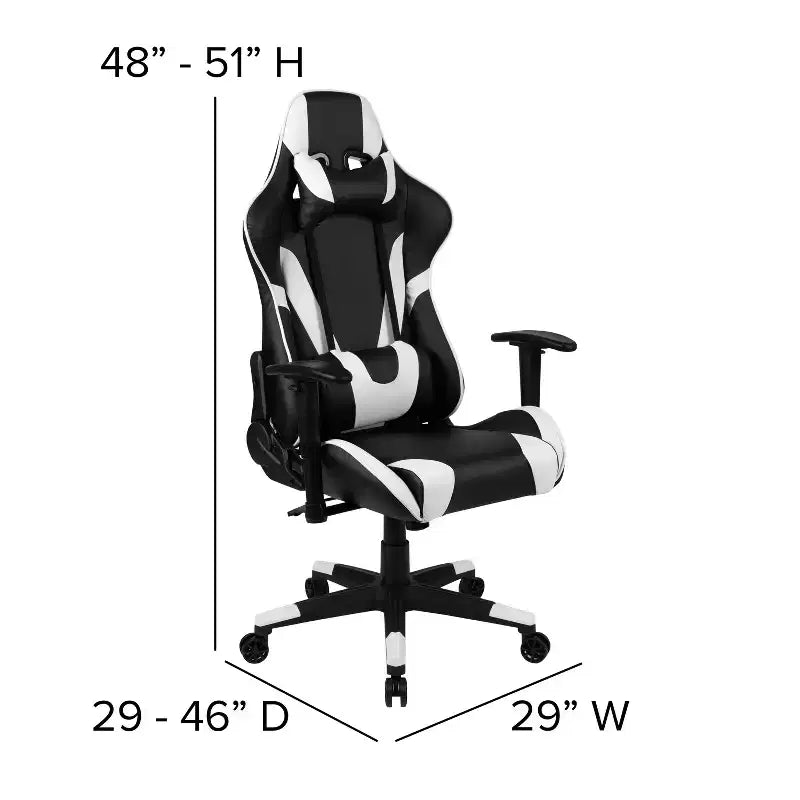 Silla de juego ergonómica Emma and Oliver Racing con respaldo reclinable en piel sintética roja