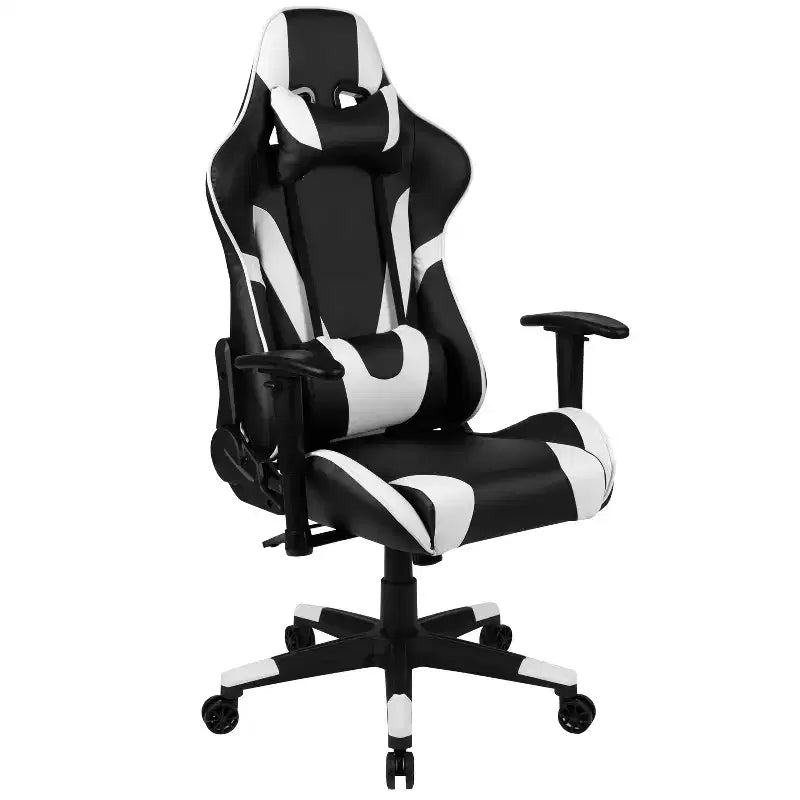Silla de juego ergonómica Emma and Oliver Racing con respaldo reclinable en piel sintética roja