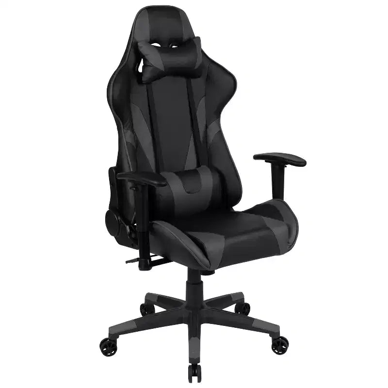 Silla de juego ergonómica Emma and Oliver Racing con respaldo reclinable en piel sintética roja
