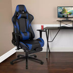 Sillón ergonómico de piel sintética roja reclinable con reposapiés para videojuegos Emma and Oliver Racing