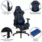 Sillón ergonómico de piel sintética roja reclinable con reposapiés para videojuegos Emma and Oliver Racing