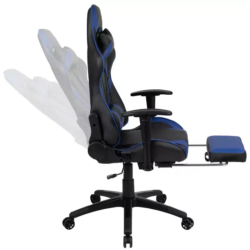 Sillón ergonómico de piel sintética roja reclinable con reposapiés para videojuegos Emma and Oliver Racing