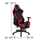 Sillón ergonómico de piel sintética roja reclinable con reposapiés para videojuegos Emma and Oliver Racing