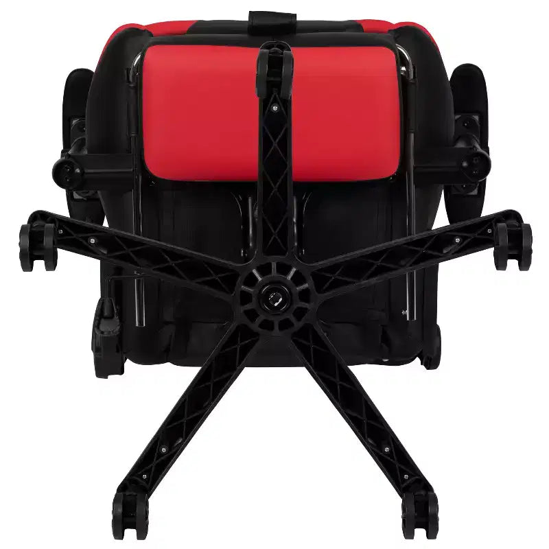 Sillón ergonómico de piel sintética roja reclinable con reposapiés para videojuegos Emma and Oliver Racing