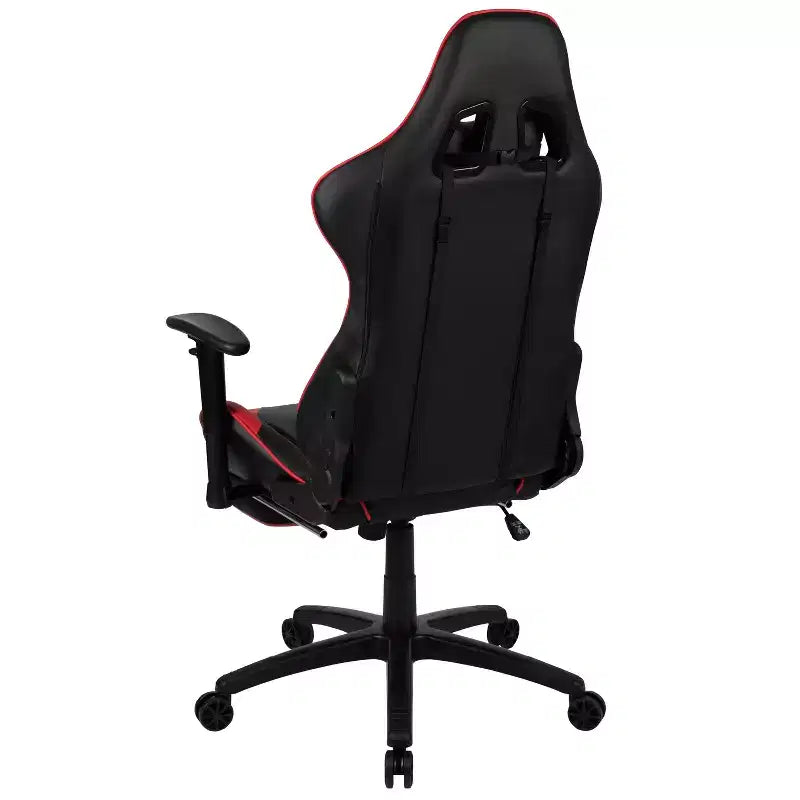 Sillón ergonómico de piel sintética roja reclinable con reposapiés para videojuegos Emma and Oliver Racing