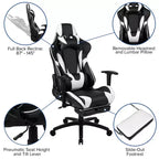 Sillón ergonómico de piel sintética roja reclinable con reposapiés para videojuegos Emma and Oliver Racing