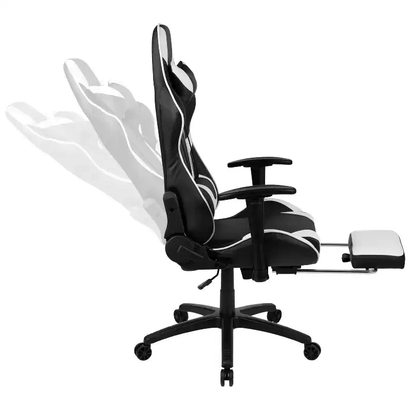Sillón ergonómico de piel sintética roja reclinable con reposapiés para videojuegos Emma and Oliver Racing
