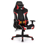 Silla ergonómica reclinable para videojuegos Costway con masaje, giratoria, de oficina, con soporte lumbar, en blanco, azul, gris o rojo
