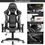 Silla ergonómica reclinable para videojuegos Costway con masaje, giratoria, de oficina, con soporte lumbar, en blanco, azul, gris o rojo