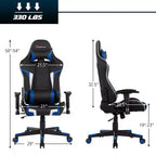 Silla ergonómica reclinable para videojuegos Costway con masaje, giratoria, de oficina, con soporte lumbar, en blanco, azul, gris o rojo
