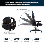 Silla ergonómica reclinable para videojuegos Costway con masaje, giratoria, de oficina, con soporte lumbar, en blanco, azul, gris o rojo