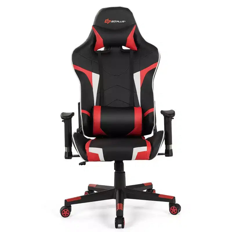 Silla ergonómica reclinable para videojuegos Costway con masaje, giratoria, de oficina, con soporte lumbar, en blanco, azul, gris o rojo