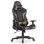 Silla de oficina para juegos reclinable Costway con masaje, giratoria, estilo carreras, con soporte lumbar