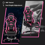 Silla de oficina para masajes Costway, giratoria y reclinable, para videojuegos, con reposapiés