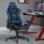Silla de oficina para masajes Costway, giratoria y reclinable, para videojuegos, con reposapiés