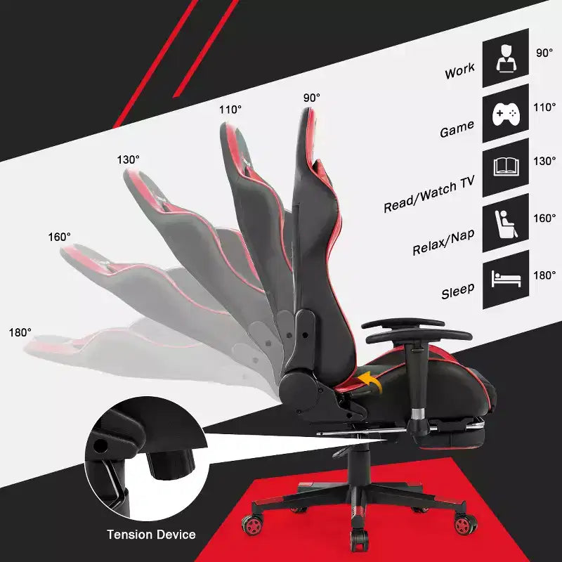 Silla de oficina para masajes Costway, giratoria y reclinable, para videojuegos, con reposapiés