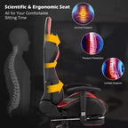 Silla de oficina para masajes Costway, giratoria y reclinable, para videojuegos, con reposapiés