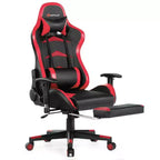 Silla de oficina para masajes Costway, giratoria y reclinable, para videojuegos, con reposapiés