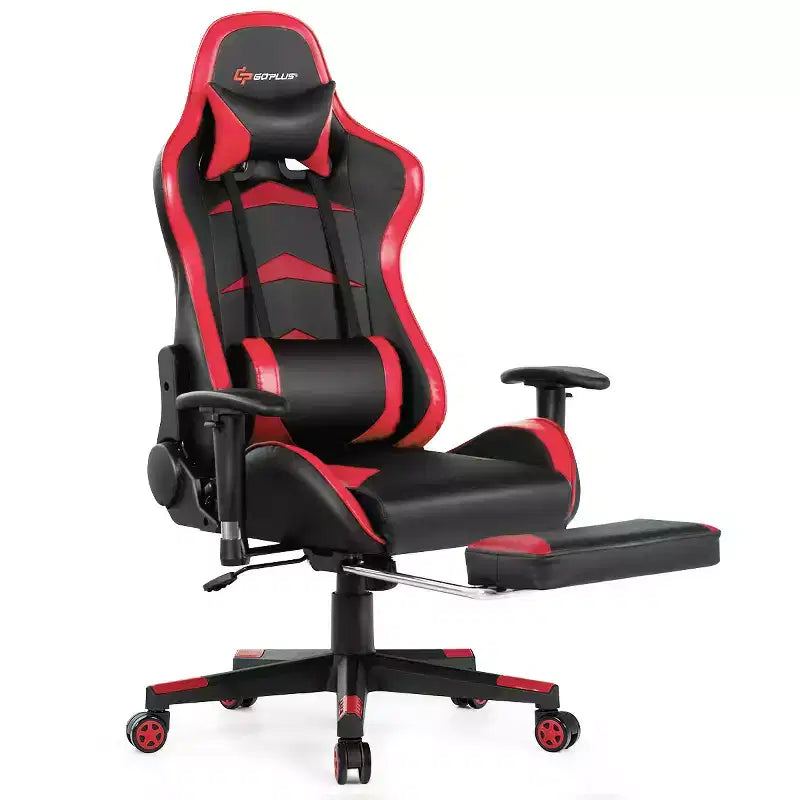 Silla de oficina para masajes Costway, giratoria y reclinable, para videojuegos, con reposapiés