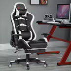 Silla de oficina para masajes Costway, giratoria y reclinable, para videojuegos, con reposapiés