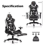 Silla de oficina para masajes Costway, giratoria y reclinable, para videojuegos, con reposapiés