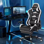 Silla de oficina para masajes Costway, giratoria y reclinable, para videojuegos, con reposapiés