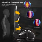 Silla de oficina para masajes Costway, giratoria y reclinable, para videojuegos, con reposapiés