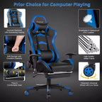 Silla de oficina para masajes Costway, giratoria y reclinable, para videojuegos, con reposapiés