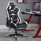Sillón de oficina de masaje Costway, reclinable, giratorio, estilo racing, con reposapiés