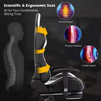 Sillón de oficina de masaje Costway, reclinable, giratorio, estilo racing, con reposapiés