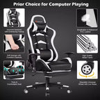Sillón de oficina de masaje Costway, reclinable, giratorio, estilo racing, con reposapiés