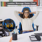Sillón de oficina de masaje Costway, reclinable, giratorio, estilo racing, con reposapiés