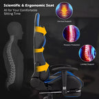 Sillón de oficina de masaje Costway, reclinable, giratorio, estilo racing, con reposapiés