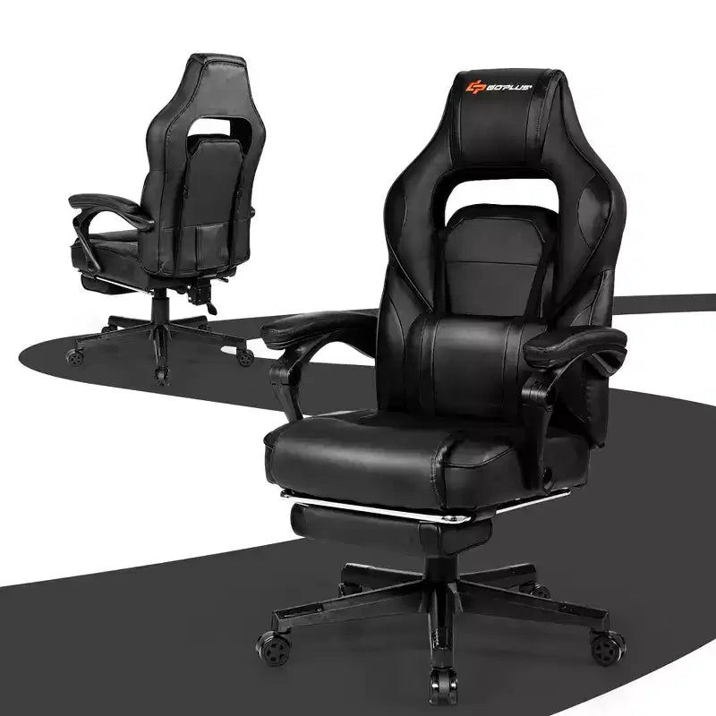 Sillón de masaje para juegos Costway, silla de oficina para computadora reclinable, estilo carreras, con reposapiés, en blanco/negro/azul/rojo
