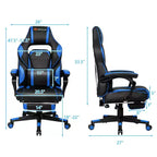 Sillón de masaje para juegos Costway, silla de oficina para computadora reclinable, estilo carreras, con reposapiés, en blanco/negro/azul/rojo