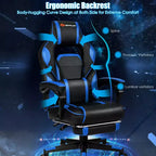 Sillón de masaje para juegos Costway, silla de oficina para computadora reclinable, estilo carreras, con reposapiés, en blanco/negro/azul/rojo