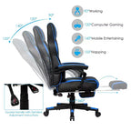 Sillón de masaje para juegos Costway, silla de oficina para computadora reclinable, estilo carreras, con reposapiés, en blanco/negro/azul/rojo