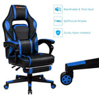 Sillón de masaje para juegos Costway, silla de oficina para computadora reclinable, estilo carreras, con reposapiés, en blanco/negro/azul/rojo