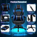Sillón de masaje para juegos Costway, silla de oficina para computadora reclinable, estilo carreras, con reposapiés, en blanco/negro/azul/rojo