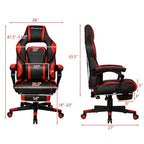 Sillón de masaje para juegos Costway, silla de oficina para computadora reclinable, estilo carreras, con reposapiés, en blanco/negro/azul/rojo