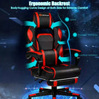 Sillón de masaje para juegos Costway, silla de oficina para computadora reclinable, estilo carreras, con reposapiés, en blanco/negro/azul/rojo