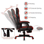 Sillón de masaje para juegos Costway, silla de oficina para computadora reclinable, estilo carreras, con reposapiés, en blanco/negro/azul/rojo