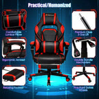 Sillón de masaje para juegos Costway, silla de oficina para computadora reclinable, estilo carreras, con reposapiés, en blanco/negro/azul/rojo